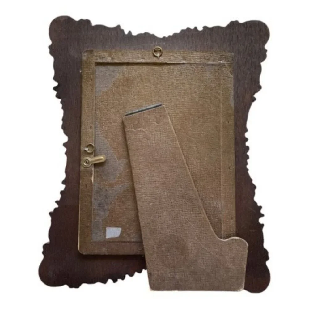 Vintage Handmade-Hand Craved Ornate Brown Wood Picture Frame